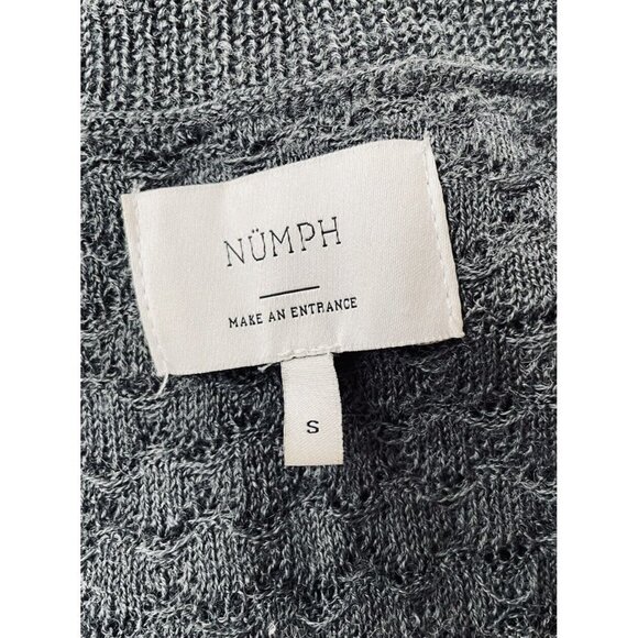 Numph Bretta Gray Button Front Cardigan Sweater S Textured Wool R3 - Picture 4 of 5